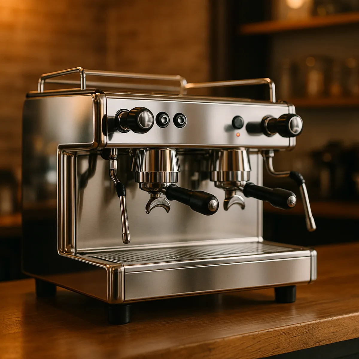 Commercial espresso machine on a cafe counter